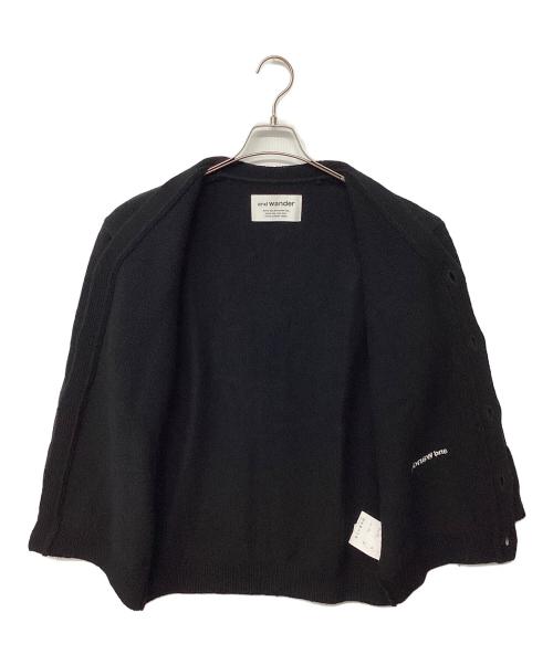 and wander（アンドワンダー）and wander (アンドワンダー) シェトランドウールカーディガン ブラック サイズ:Mの古着・服飾アイテム