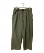 and wanderアンドワンダー）の古着「PE melange twill wide pants」｜オリーブ
