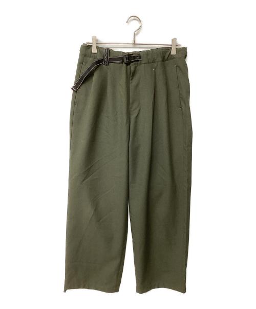 and wander（アンドワンダー）and wander (アンドワンダー) PE melange twill wide pants オリーブ サイズ:Lの古着・服飾アイテム