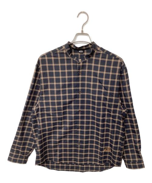 BLACK BRICK（ブラックブリック）BLACK BRICK (ブラックブリック) Hybrid Merino Band Collar Shirt（トレッキングウェア) ネイビー×ブラウン サイズ:Lの古着・服飾アイテム