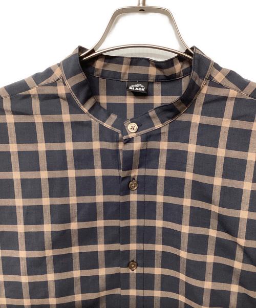 BLACK BRICK（ブラックブリック）BLACK BRICK (ブラックブリック) Hybrid Merino Band Collar Shirt（トレッキングウェア) ネイビー×ブラウン サイズ:Lの古着・服飾アイテム