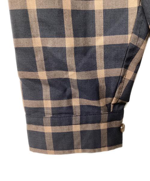 BLACK BRICK（ブラックブリック）BLACK BRICK (ブラックブリック) Hybrid Merino Band Collar Shirt（トレッキングウェア) ネイビー×ブラウン サイズ:Lの古着・服飾アイテム