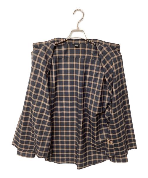 BLACK BRICK（ブラックブリック）BLACK BRICK (ブラックブリック) Hybrid Merino Band Collar Shirt（トレッキングウェア) ネイビー×ブラウン サイズ:Lの古着・服飾アイテム