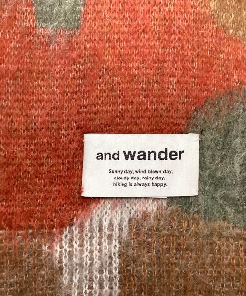 and wander（アンドワンダー）and wander (アンドワンダー) Mix Color Shaggy Knit Stole レッド×ブラウンの古着・服飾アイテム