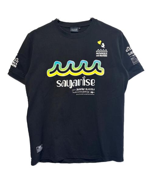 BLAUSEA（ブラウシー）BLAUSEA (ブラウシー) sun rise (サンライズ) muta MARINE (ムータマリン) コラボTシャツ ブラック サイズ:SIZE　Lの古着・服飾アイテム