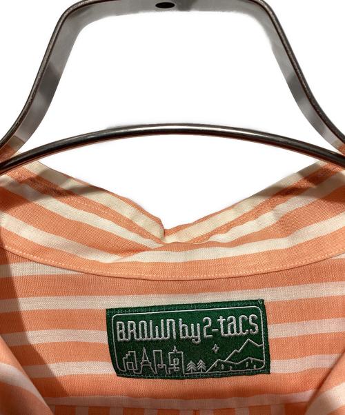 BROWN by 2-tacs（ブラウンバイツータックス）BROWN by 2-tacs (ブラウンバイツータックス) レギュラーカラー オレンジ×ホワイト サイズ:SIZE Mの古着・服飾アイテム