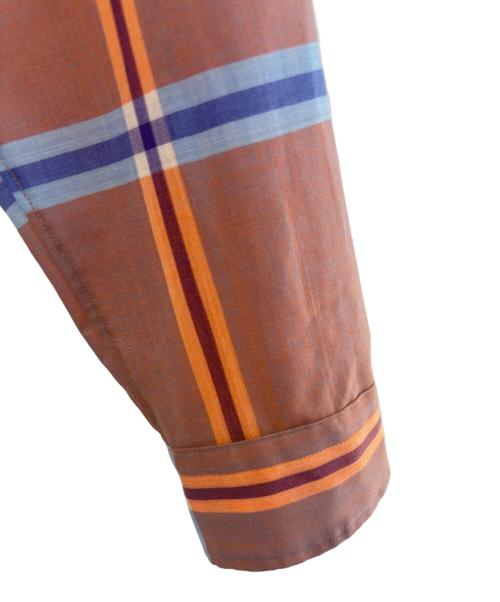 BROWN by 2-tacs（ブラウンバイツータックス）BROWN by 2-tacs (ブラウンバイツータックス) Regular collar ブルー×オレンジ サイズ:SIZE Mの古着・服飾アイテム