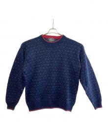 WOOLRICH（ウールリッチ）の古着「バーズアイ ニット セーター」｜ネイビー×レッド