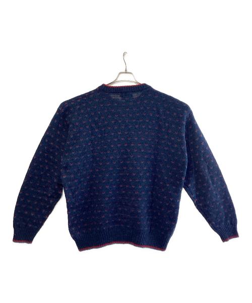 WOOLRICH（ウールリッチ）WOOLRICH (ウールリッチ) バーズアイ ニット セーター ネイビー×レッド サイズ:SIZE XLの古着・服飾アイテム