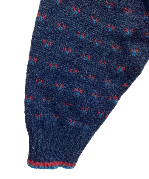 WOOLRICH（ウールリッチ）WOOLRICH (ウールリッチ) バーズアイ ニット セーター ネイビー×レッド サイズ:SIZE XLの古着・服飾アイテム