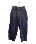 and wanderアンドワンダー）の古着「bleach twill wide pants」｜ブラック