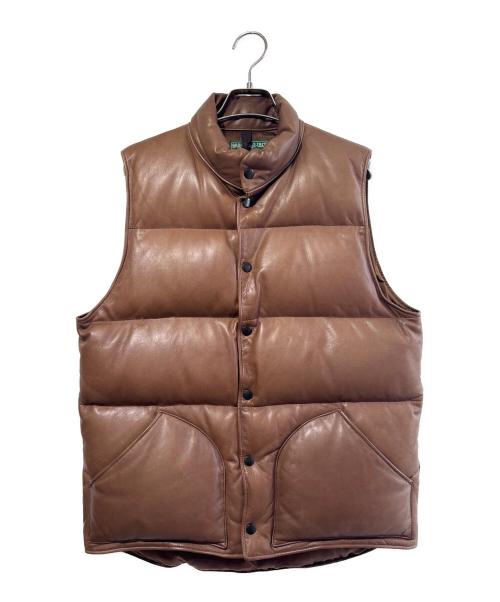 BROWN by 2-tacs（ブラウンバイツータックス）BROWN by 2-tacs (ブラウンバイツータックス) レザーダウンベスト ブラウン サイズ:SIZE Mの古着・服飾アイテム