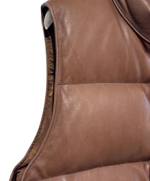 BROWN by 2-tacs（ブラウンバイツータックス）BROWN by 2-tacs (ブラウンバイツータックス) レザーダウンベスト ブラウン サイズ:SIZE Mの古着・服飾アイテム