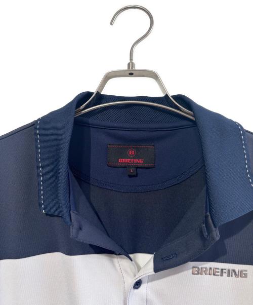 BRIEFING（ブリーフィング）BRIEFING (ブリーフィング) ゴルフウェア(トップス)　ポロシャツ ホワイト×グリーン サイズ:SIZE Lの古着・服飾アイテム