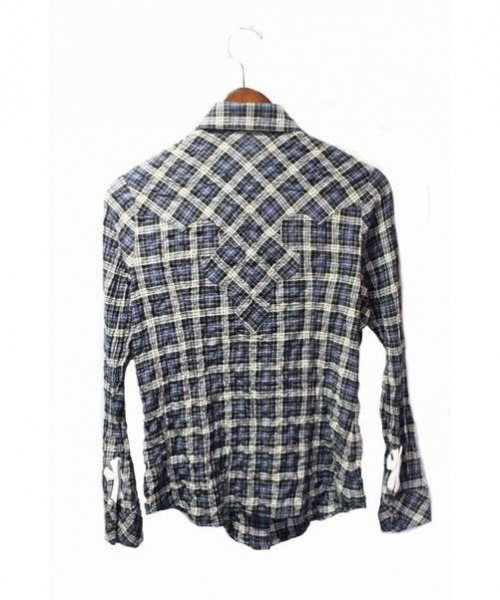 CHROME HEARTS（クロムハーツ）CHROME HEARTS (クロムハーツ) スターボタンチェックシャツ ブルー サイズ:Sの古着・服飾アイテム