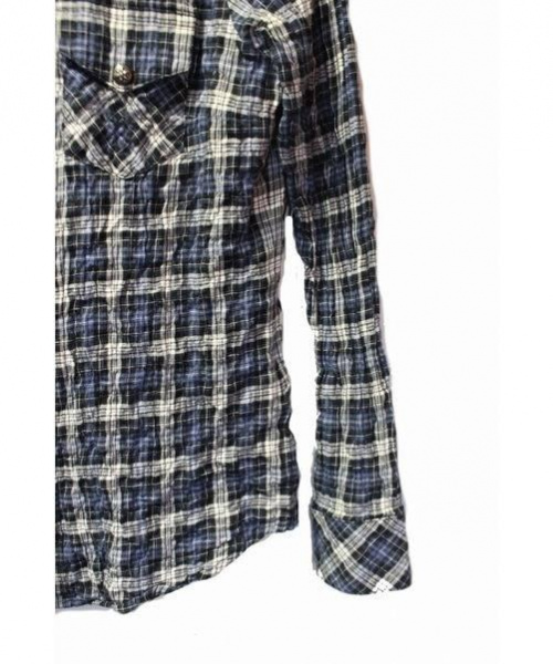 CHROME HEARTS（クロムハーツ）CHROME HEARTS (クロムハーツ) スターボタンチェックシャツ ブルー サイズ:Sの古着・服飾アイテム