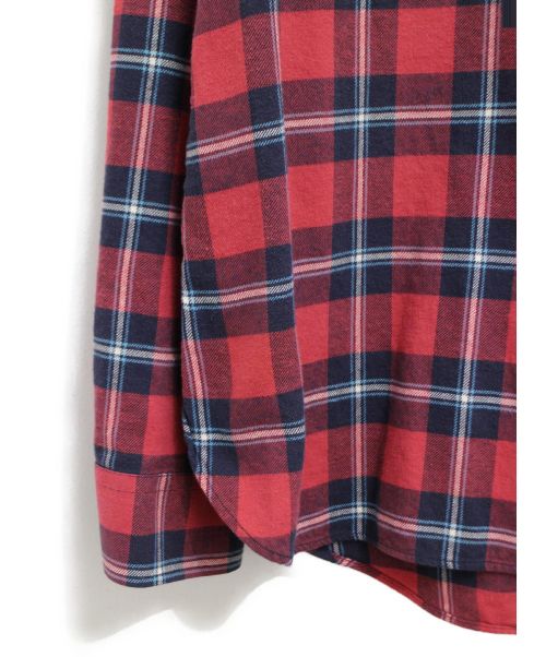 GUCCI（グッチ）GUCCI (グッチ) パラマウント刺繍オーバーサイズチェックシャツ レッド サイズ:46の古着・服飾アイテム