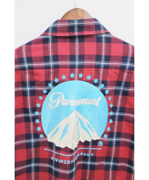 GUCCI（グッチ）GUCCI (グッチ) パラマウント刺繍オーバーサイズチェックシャツ レッド サイズ:46の古着・服飾アイテム