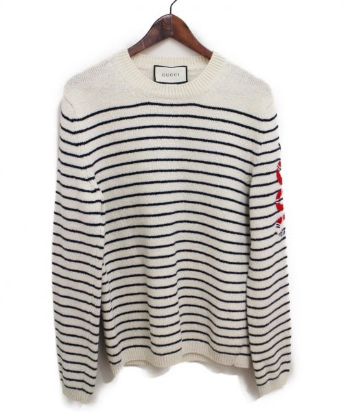 GUCCI（グッチ）GUCCI (グッチ) スネークボーダーニット アイボリー サイズ:Sの古着・服飾アイテム