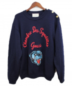GUCCIグッチ）の古着「エンブロイダリーセーター」｜ネイビー