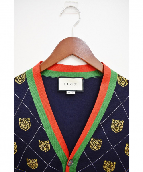 GUCCI（グッチ）GUCCI (グッチ) 18SS/ウェブラインタイガーカーディガン サイズ:Mの古着・服飾アイテム