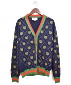 GUCCIグッチ）の古着「18SS/ウェブラインタイガーカーディガン」｜ネイビー
