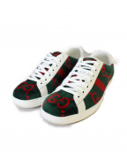 GUCCIグッチ）の古着「GGテリークロス スニーカー」｜ホワイト×グリーン