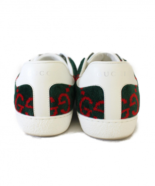 GUCCI（グッチ）GUCCI (グッチ) GGテリークロス スニーカー ホワイト×グリーン サイズ:6 1/2の古着・服飾アイテム