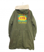 GUCCIグッチ）の古着「バックプリントモッズコート」｜カーキ