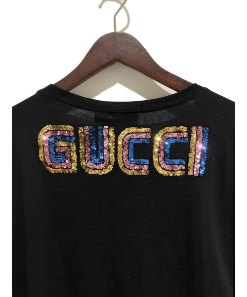 GUCCI（グッチ）GUCCI (グッチ) スパンコールドッグTシャツ ブラック サイズ:Sの古着・服飾アイテム