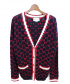 GUCCIグッチ）の古着「19SS ジャガードカーディガン」｜ネイビー