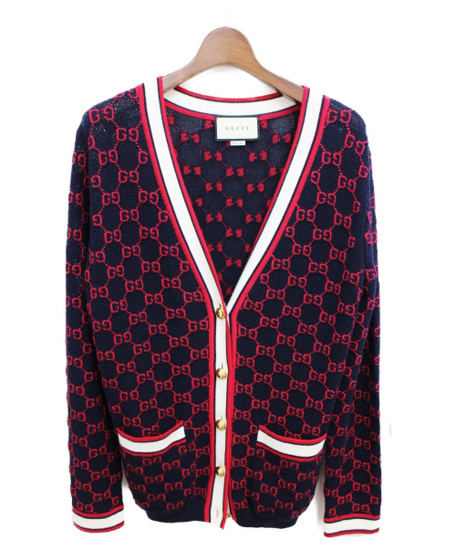 GUCCI（グッチ）GUCCI (グッチ) 19SS ジャガードカーディガン ネイビー サイズ:Mの古着・服飾アイテム
