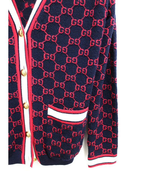 GUCCI（グッチ）GUCCI (グッチ) 19SS ジャガードカーディガン ネイビー サイズ:Mの古着・服飾アイテム