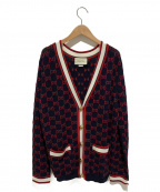 GUCCIグッチ）の古着「ジャガードカーディガン」｜ネイビー
