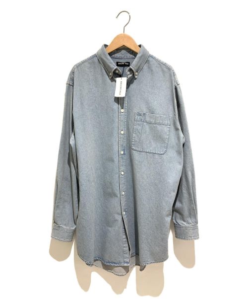 BALENCIAGA（バレンシアガ）BALENCIAGA (バレンシアガ) 19SS/バッグロゴウォッシュドデニムシャツ インディゴ サイズ:37 未使用品の古着・服飾アイテム