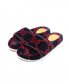 GUCCIグッチ）の古着「GGテリークロススライドサンダル」｜ネイビー×レッド