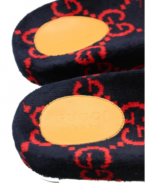 GUCCI（グッチ）GUCCI (グッチ) GGテリークロススライドサンダル ネイビー×レッド サイズ:6の古着・服飾アイテム