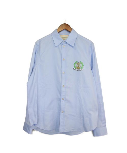 GUCCI（グッチ）GUCCI (グッチ) エンブレム　シャツ スカイブルー サイズ:39の古着・服飾アイテム