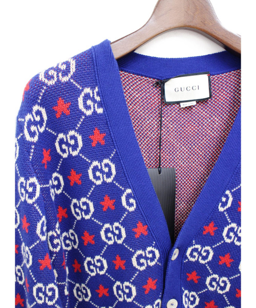 GUCCI（グッチ）GUCCI (グッチ) 19AW/GGロゴカーディガン ブルー サイズ:S 未使用品の古着・服飾アイテム