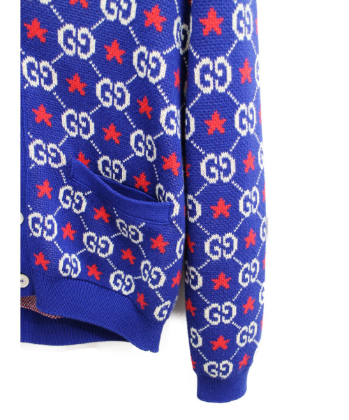 GUCCI（グッチ）GUCCI (グッチ) 19AW/GGロゴカーディガン ブルー サイズ:S 未使用品の古着・服飾アイテム