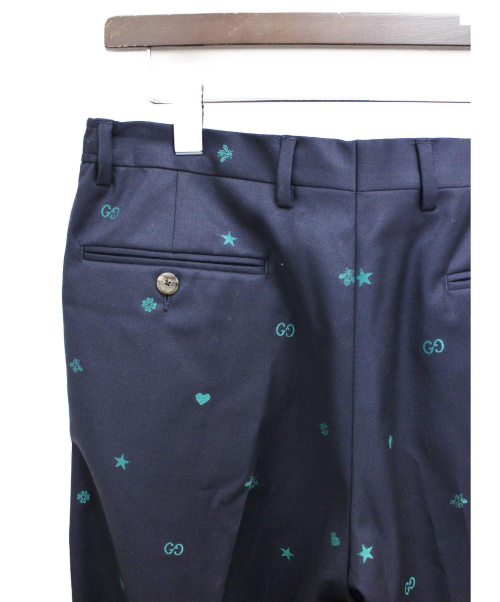 GUCCI（グッチ）GUCCI (グッチ) 19AW/シンボルズ ジャガードパンツ ネイビー サイズ:44の古着・服飾アイテム