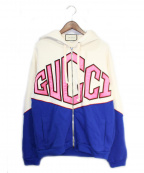 GUCCIグッチ）の古着「GUCCI GAME パーカー」｜ブルー×アイボリー