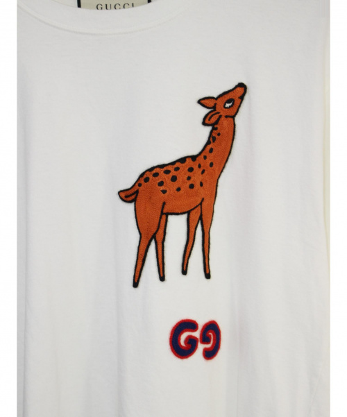 GUCCI（グッチ）GUCCI (グッチ) ディアパッチオーバサイズTシャツ ホワイト サイズ:XSの古着・服飾アイテム