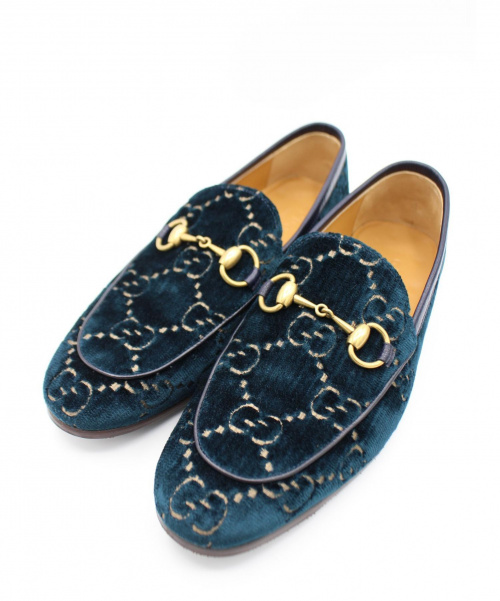 GUCCI（グッチ）GUCCI (グッチ) GGベルベットローファー ネイビー サイズ:5の古着・服飾アイテム