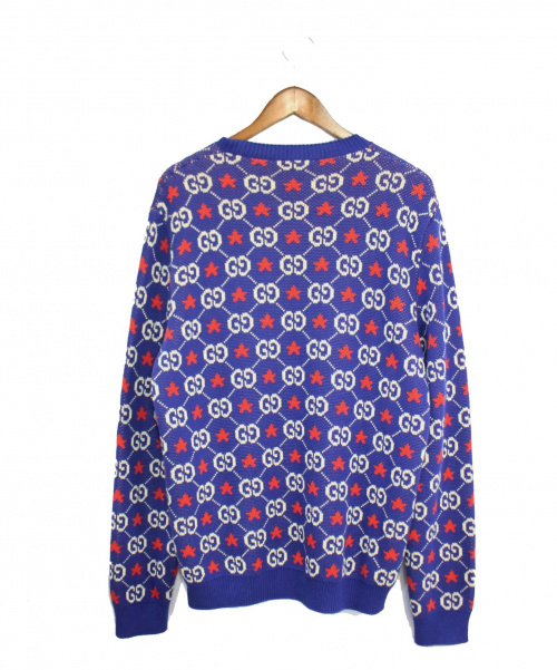 GUCCI（グッチ）GUCCI (グッチ) GGスター柄ニット ブルー サイズ:Sの古着・服飾アイテム