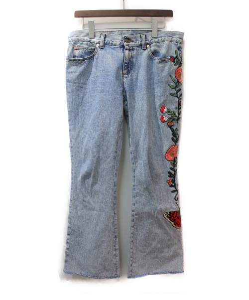 GUCCI（グッチ）GUCCI (グッチ) エンブロイダリーデニムパンツ インディゴ サイズ:28の古着・服飾アイテム
