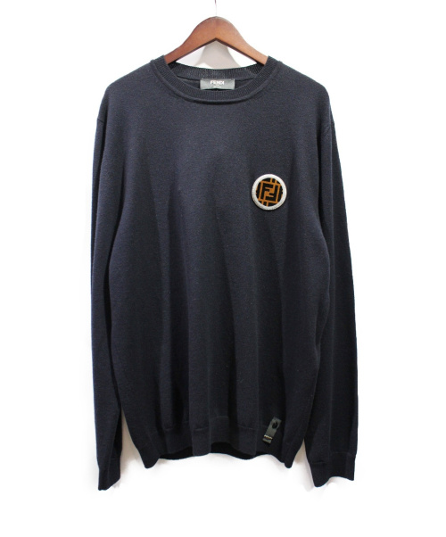 FENDI（フェンディ）FENDI (フェンディ) 18AW ワッペンカシミヤニット ネイビー サイズ:54の古着・服飾アイテム