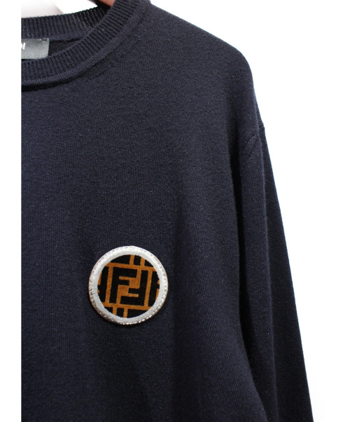 FENDI（フェンディ）FENDI (フェンディ) 18AW ワッペンカシミヤニット ネイビー サイズ:54の古着・服飾アイテム