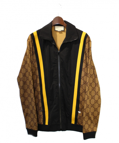 GUCCI（グッチ）GUCCI (グッチ) イーグルプリントトラックジャケット ブラウン×ブラック サイズ:Sの古着・服飾アイテム