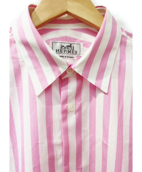 HERMES（エルメス）HERMES (エルメス) 20SS ストライプシャツ ピンク×ホワイト サイズ:38の古着・服飾アイテム